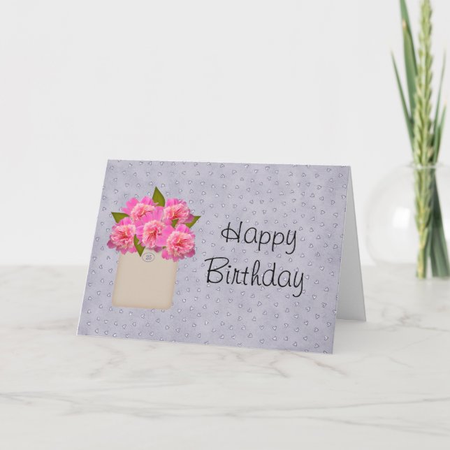 Land Crock of Peonies Birthday Card Kort (Framsida)