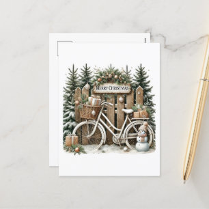 Land-cykelcykel i Festive God jul Helg Vykort