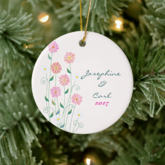 Land Daisys Cute Bröllop Keepsaké Julgransprydnad Keramik