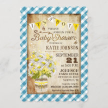 Land Daisys Gingham Check Boy Baby Shower