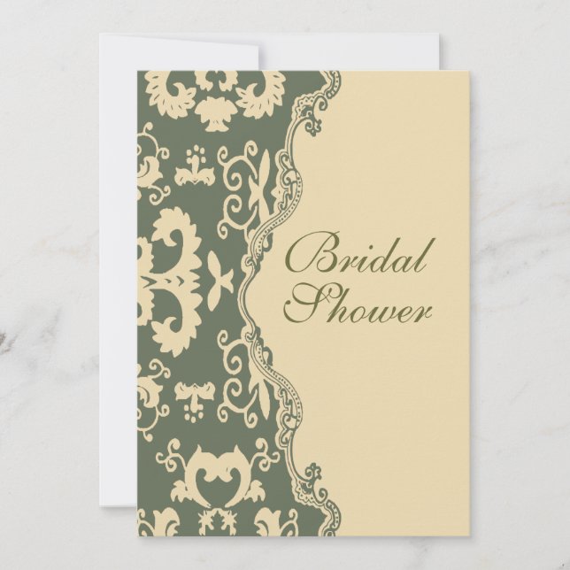 Land Damask vintage Inbjudningskort för möhippan (Framsida)