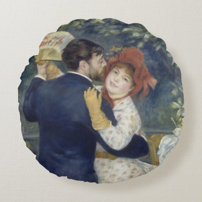 Land Dance - Renoir Impressionist Painting Rund Kudde (Framsidan)