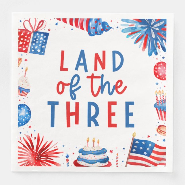 Land den 34 juli 3:e födelsedagen Party Pappersservett (Framsida)