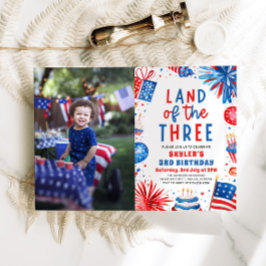 Land den 3:e juli patriotisk 3:e födelsedagen inbjudningar