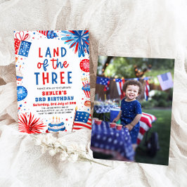 Land den 3:e juli patriotisk 3:e födelsedagen inbjudningar