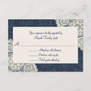 Land Denim Damask & Ivory Bröllop OSA Card Kort