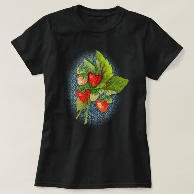 Land Denim och jordgubbar T-shirt (Design framsida)