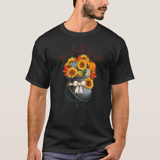Land Det är Fall Y'all Sunblommor Graphic Autumn T Shirt (Framsida)