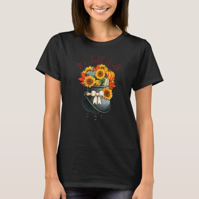 Land Det Är Höst Allihopa Solrosor Grafisk Höst  T Shirt (Framsida)