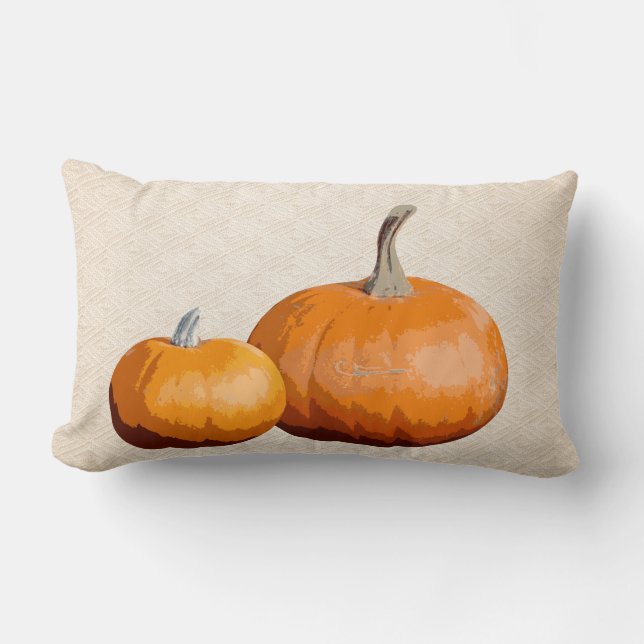 Land Elegant Harvest Pumpkins Faux Textured Lumbarkudde (Framsida)