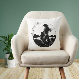 Land Elegant Horse Cowgirl Western Equestrian Kudde