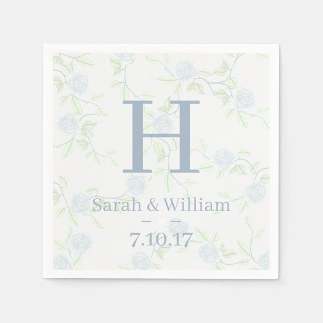 Land Elegant Light Blue Ro Bröllop Pappersservett (Framsidan)