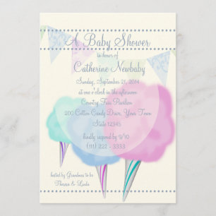 Land Fair Cotton Candy Baby Shower Inbjudningar