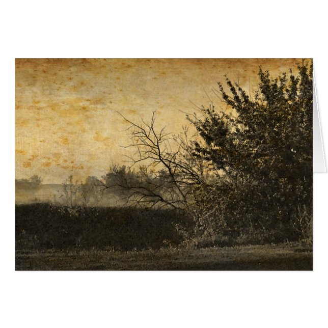 Land Fält landskap Rustic Winter Träd Hälsningskort (Framsidan Horizontal)