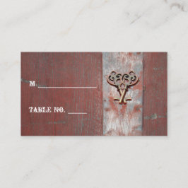 Land-färgade trävarukort i Nycklar Bröllop Placeringskort