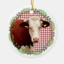 Land Farm Animal Cow Gingham-julfransandandning Julgransprydnad Keramik
