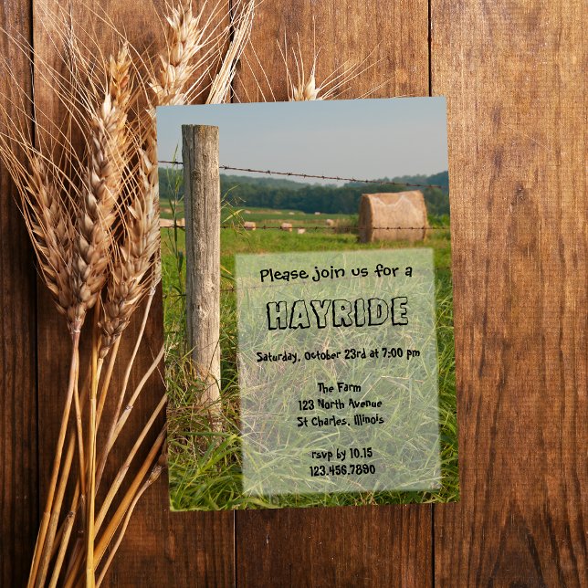 Land Farm Hayride Inbjudningar (Invite friends for a fun Fall gathering with this charming and rustic Hayride Invitation.)