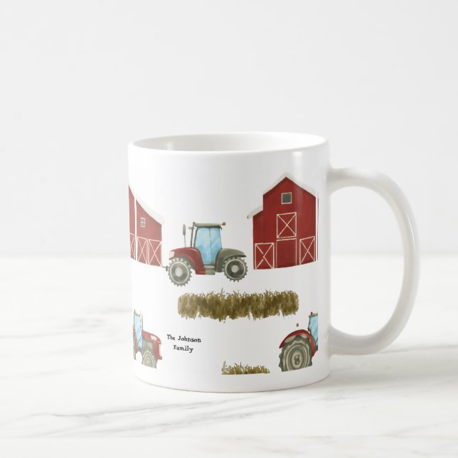 Land Farm Life Tractor Hay Bales Kaffemugg (Höger)