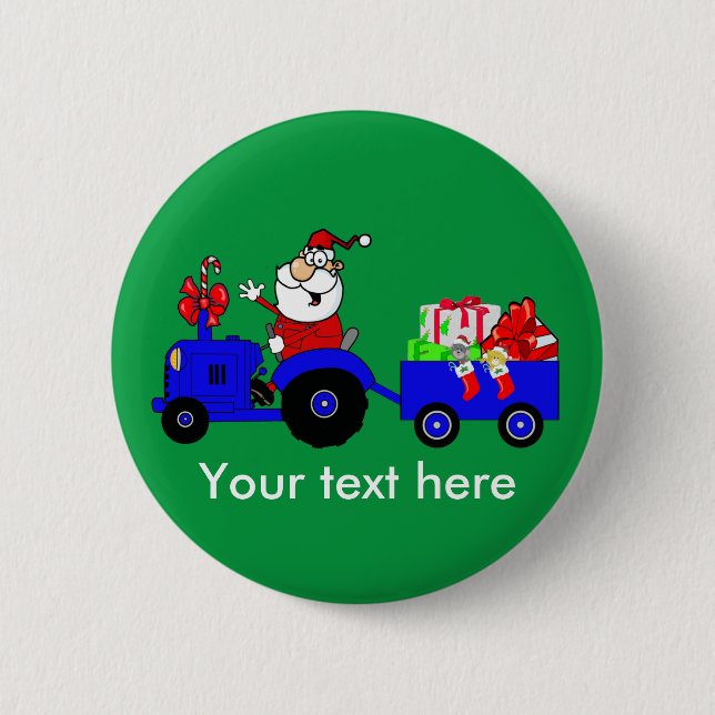 Land Farm Santa on Tractor med gåvor Knapp (Framsida)