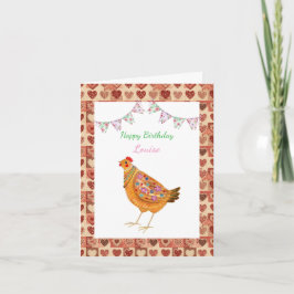 Land Farm Stil Cute Chicken Anpassningsbar Birthag Kort