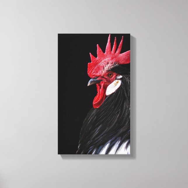 Land Farm Tupp Black Red White Chicken Photo Canvastryck (Framsida)