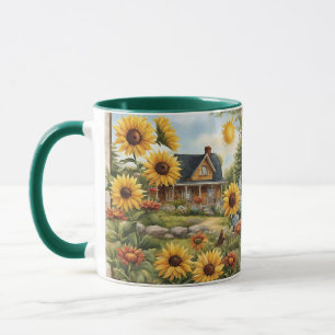 Land Farmhouse Dreamy Golden Sunblommor Mugg