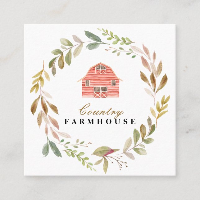 Land Farmhouse Rustic Little Red Barn Fyrkantigt Visitkort (Framsida)