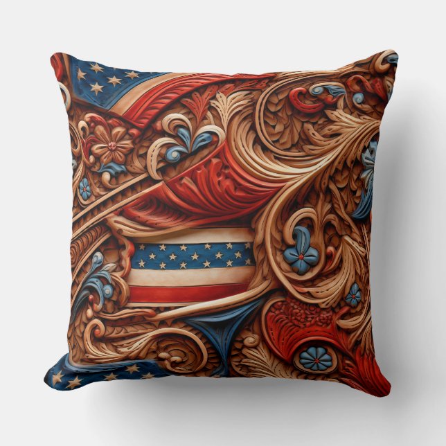 Land Faux Leather Patriotic Kudde (Framsida)
