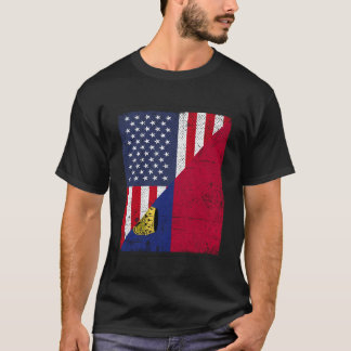 Land Flagga Design - halva USA, halva Liechtenstei T Shirt