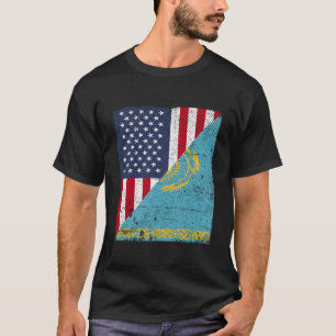 Land Flagga Halva USA Halva Kazakstan T Shirt