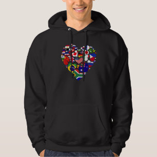 Land Flaggor Heart Traveler som reser över hela Fl Hoodie