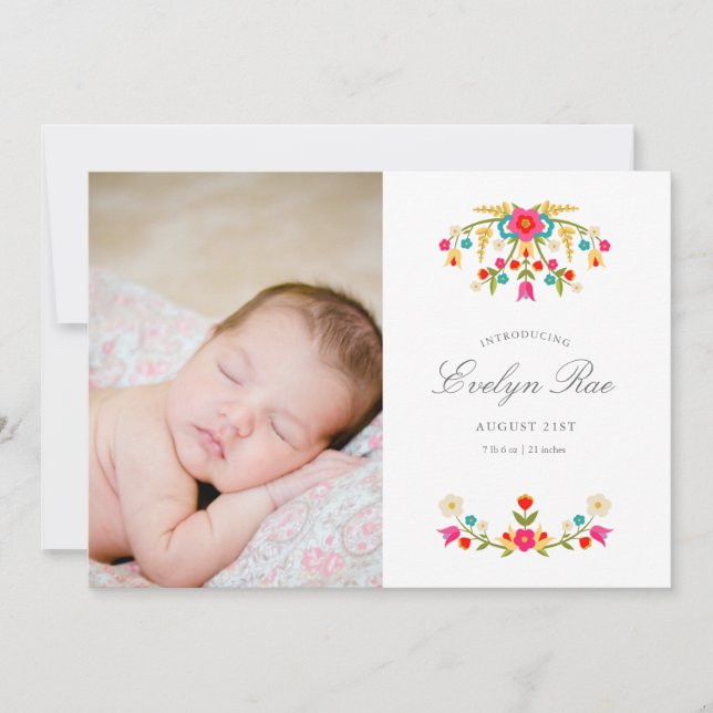 Land Flowers Birth Notice Meddelande (Framsida)