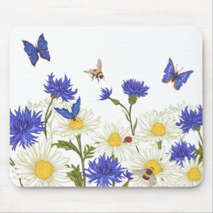 Land Flowers Butterflies och Ladybugs Musmatta