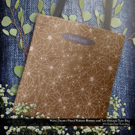 Land Flowers Hand plockade Mönster Brown Rustic Tygkasse