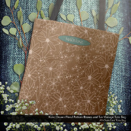 Land Flowers Hand plockade Mönster Brown Rustic Tygkasse