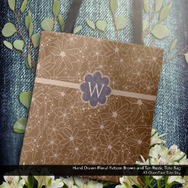 Land Flowers Hand plockade Mönster Brown Rustic Tygkasse