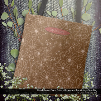 Land Flowers Hand plockade Mönster Brown Rustic Tygkasse