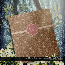 Land Flowers Hand plockade Mönster Brown Rustic Tygkasse