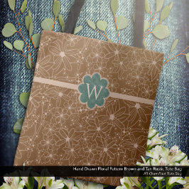 Land Flowers Hand plockade Mönster Brown Rustic Tygkasse
