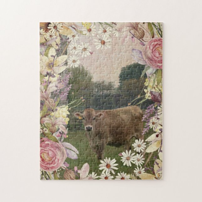 Land Flowers Jersey Cow Pussel (Vertikal)