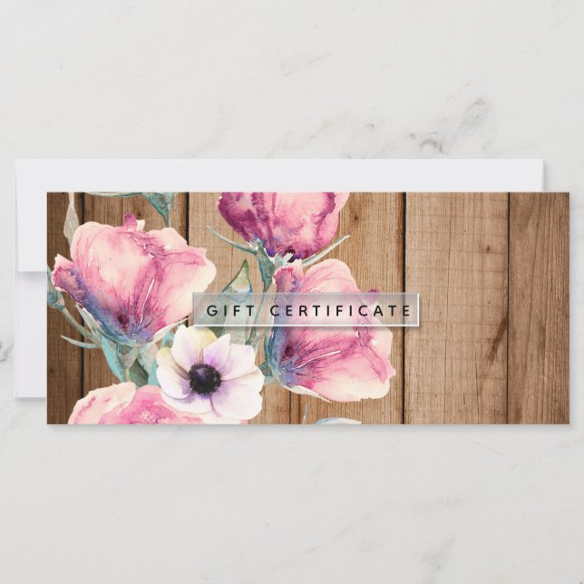 Land Flowers Rustic Barn Wood Gift Certificate (Framsida)