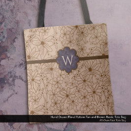 Land Flowers: Tan och Lila Monogrammed Tygkasse