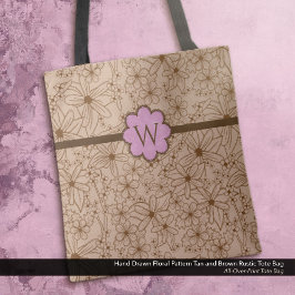 Land Flowers: Tan och Rosa Monogrammed Tygkasse