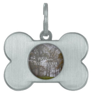 Land Foggy Fall Morgon Pet Namn bricka
