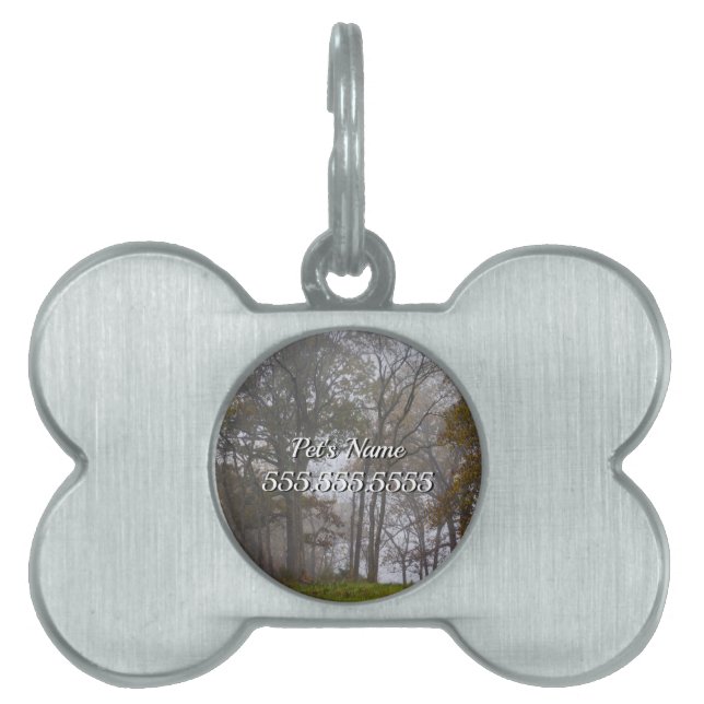 Land Foggy Fall Morgon Pet Namn bricka (Framsidan)