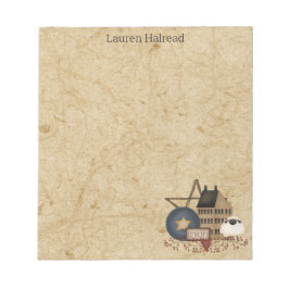 Land Folk Art Mustard Saltbox Sheep Decor Anteckningsblock