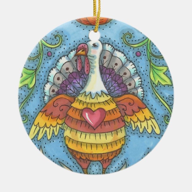 LAND FOLK ART TURKEY, THANKSGIVING ORNAMENT Rnd (Framsidan)