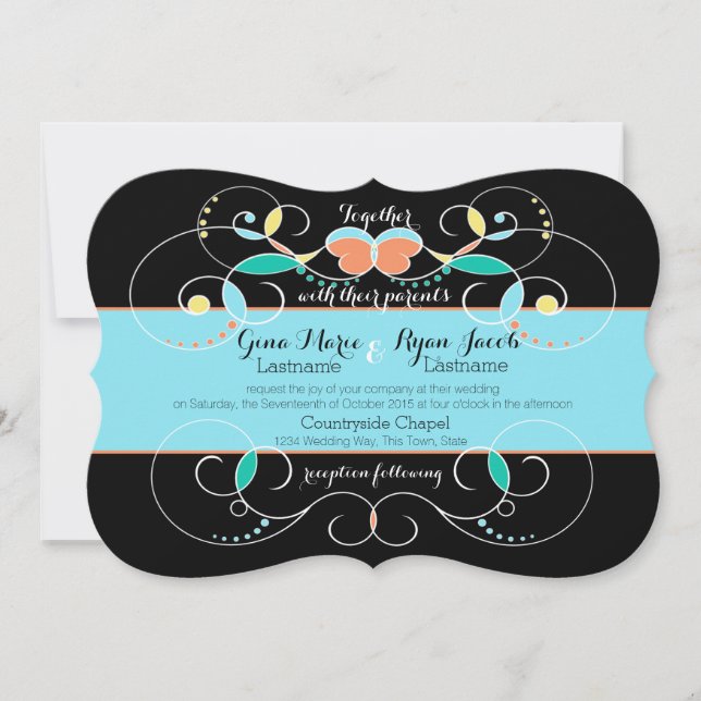 Land folkart Inspired Bröllop Inbjudningar (Framsida)