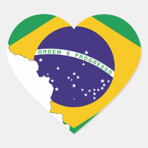 Land för brasilian för symbol för Brasilien Hjärtformat Klistermärke