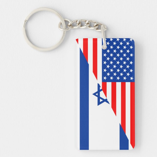 land för United States Amerika israel halvt Nyckelring (Framsidan)